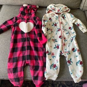 2 Carter’s fleece one piece outfits